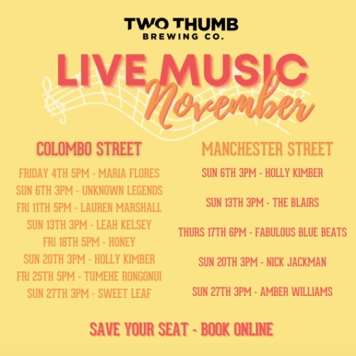 November Music at Two Thumb Brewing!
